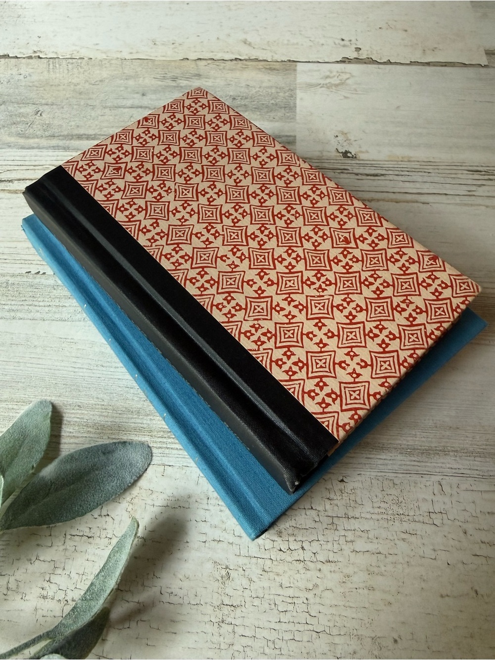 Vintage Patriotic Decorative Book Stack Red White Blue (Set of 2) Book Bundle